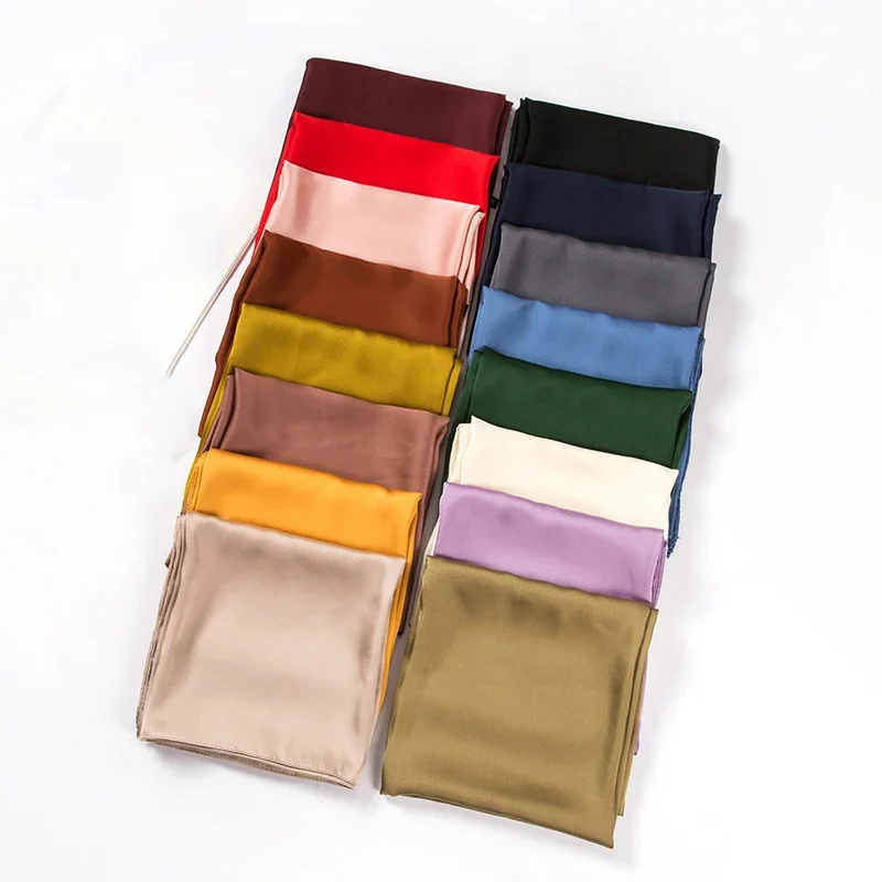 Satin Scarf Women 70cm Solid C - Silk Scarf Square recension och pris
