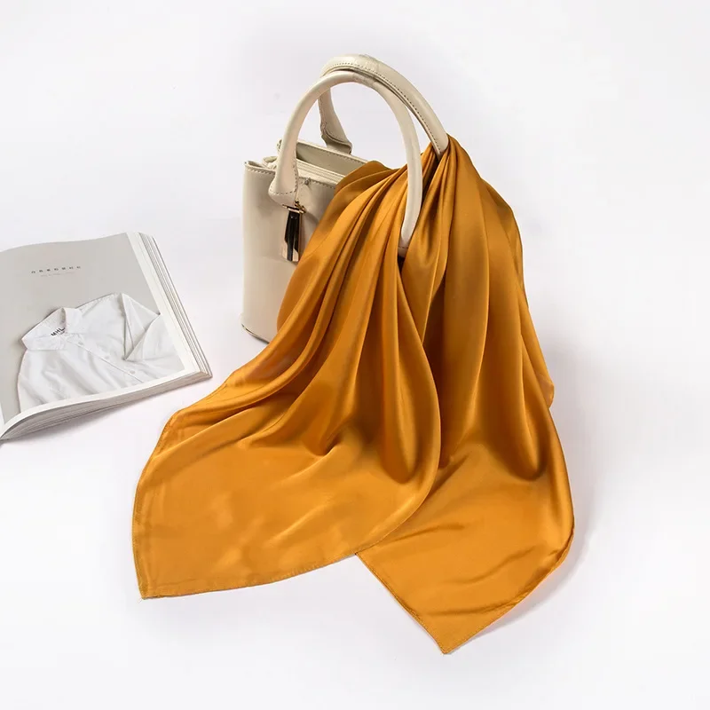 Satin Scarf Women 70cm Solid C - Silk Scarf Square recension och pris